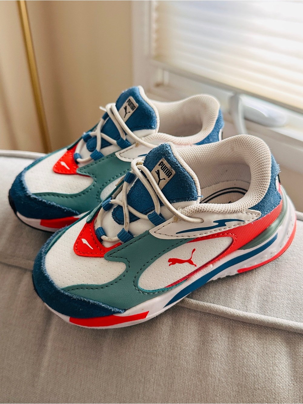 Puma Kids Teal, Blue & Red Colorblock Sneakers